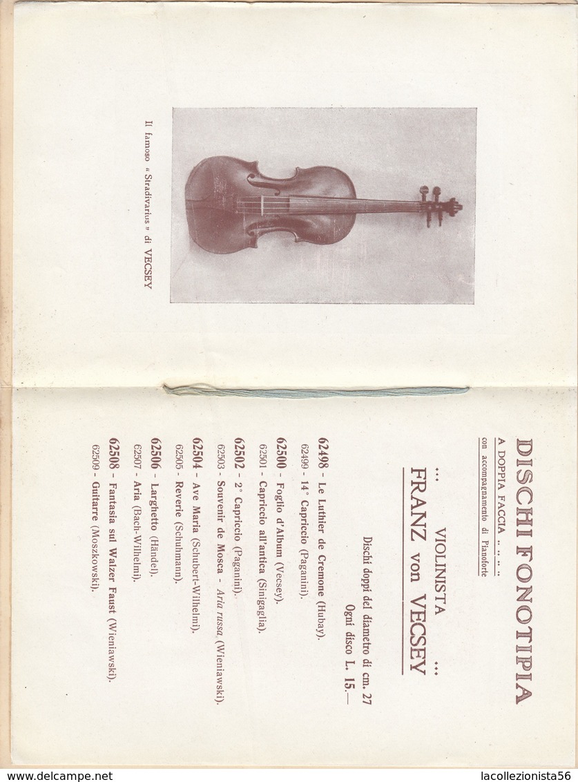 9105-FONOTIPIA-VIOLINISTA FRANZ VON VECSEY CON IL SUO "STRADIVARIUS"-1911 - Publicités