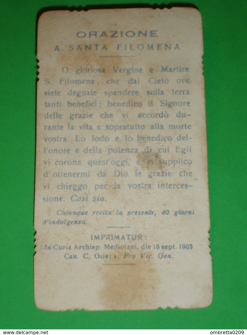 S.ta FILOMENA Vergine Martire - Santino Vecchio Cromolito - Senza Serie - Devotieprenten