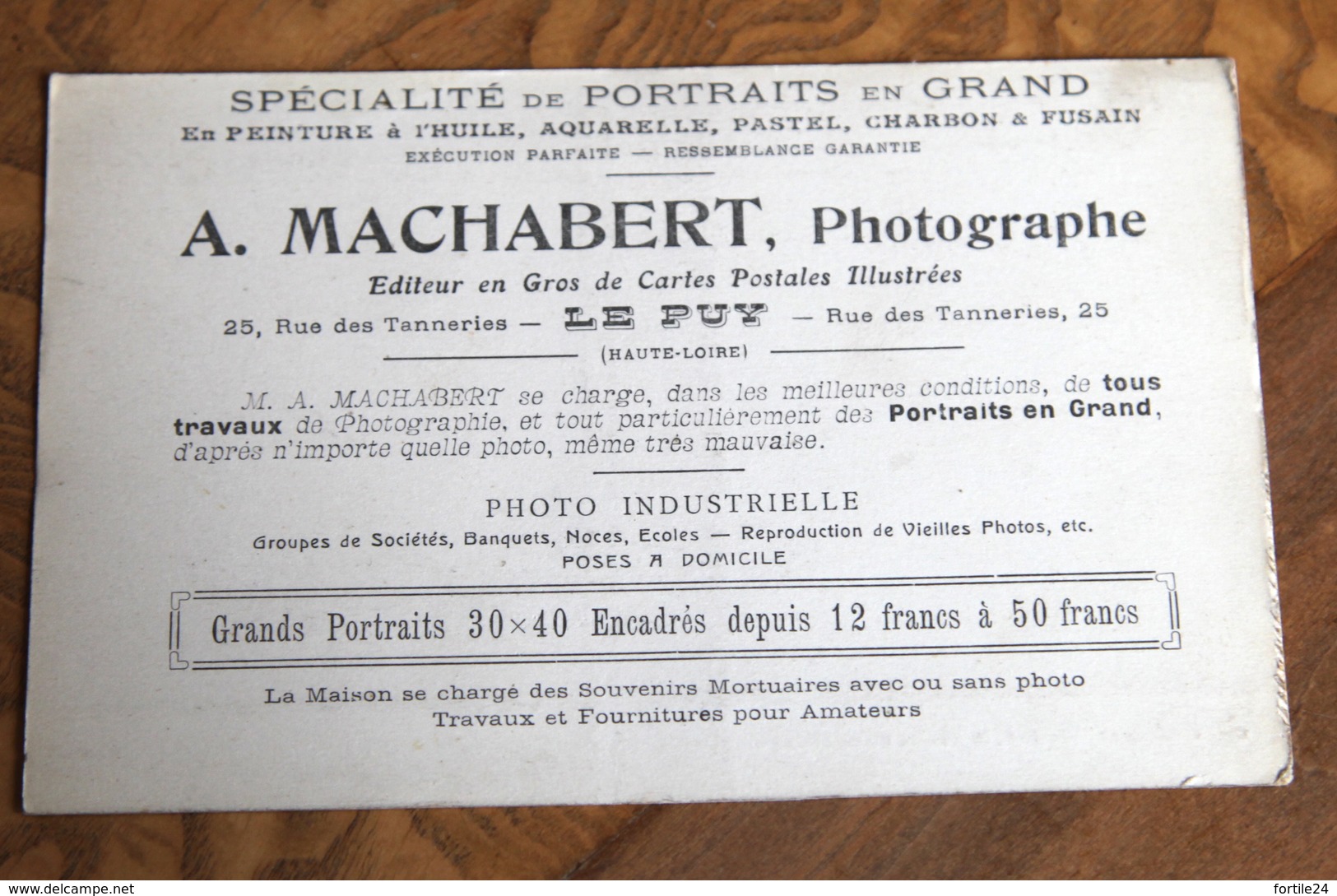 Publicité A. Machabert Photographe Le Puy - Le Puy En Velay