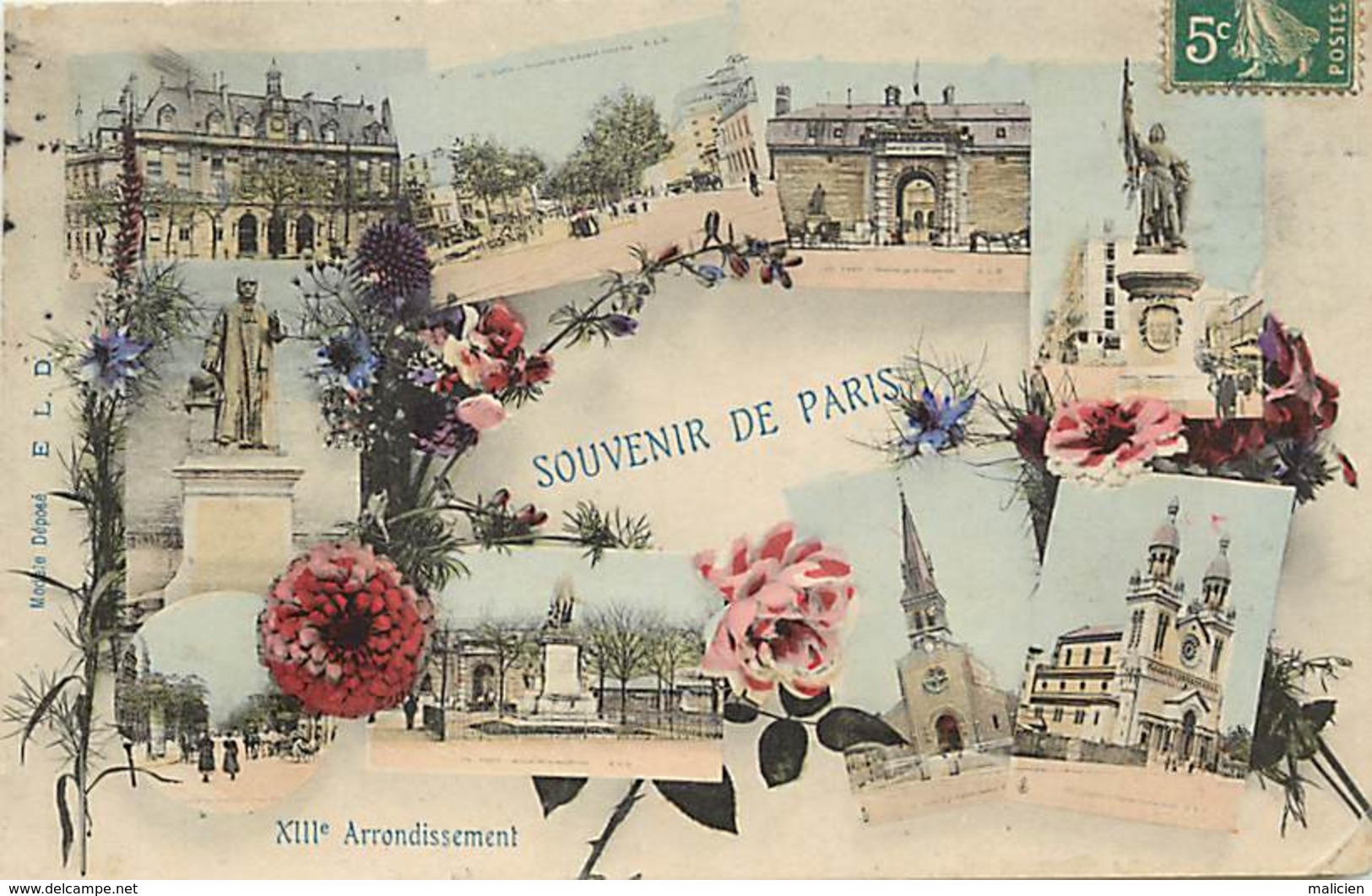 - Paris -ref-C530- Souvenir De ...-XIIIe Arrondissement - Multi Vues - Carte Colorisee Bon Etat - - Arrondissement: 13