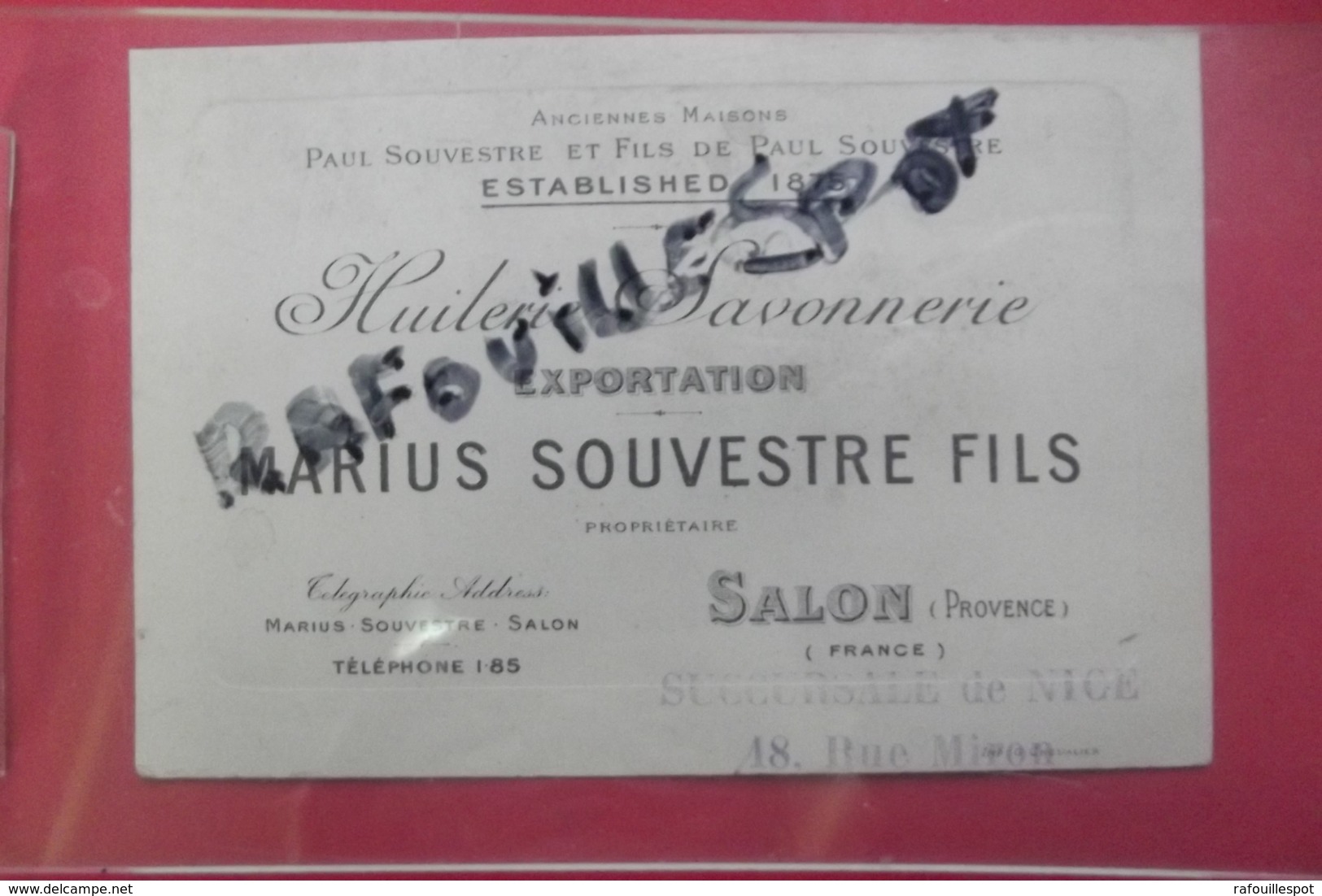 Pub Huileries Savonnerie Exportation Marius Souvestre Salon - Pubblicitari