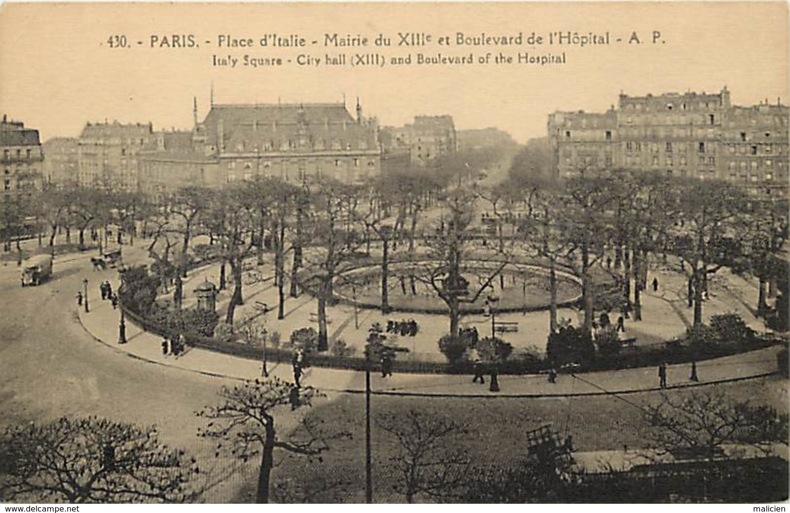 - Paris -ref-C528- Place D Italie -mairie Du XIIIe Arrt Et Boulevard De L Hopital - - Vue Panoramique - Carte Bon Etat - - Arrondissement: 13