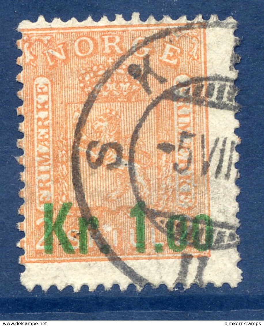 NORWAY 1906 Surcharge Kr.1.00 On 2 Sk., Used.  Michel 62 - Oblitérés