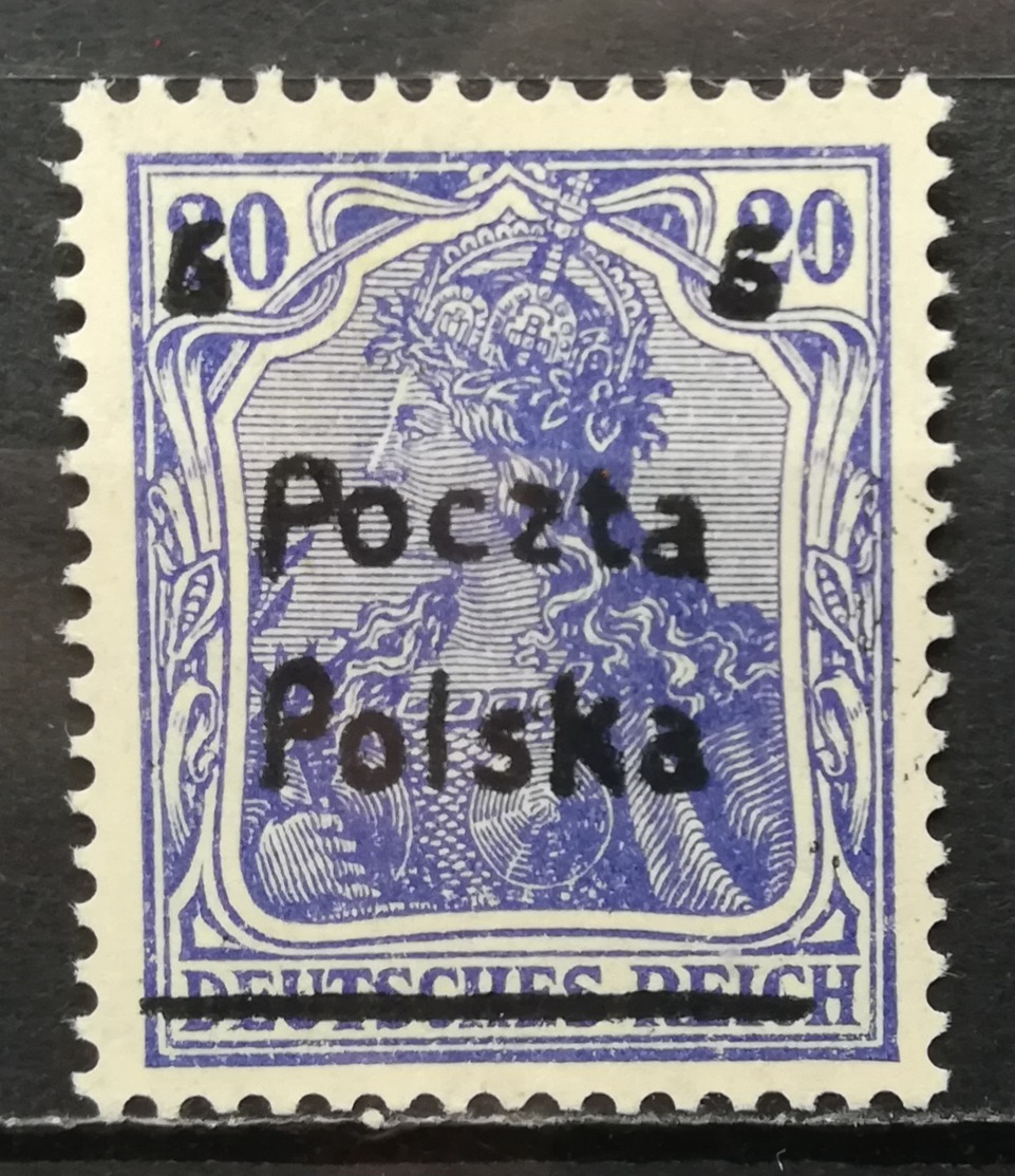 1918 POLAND MNH G The Poznan Issues ERROR SHIFTED OVERPRINT - Unused Stamps