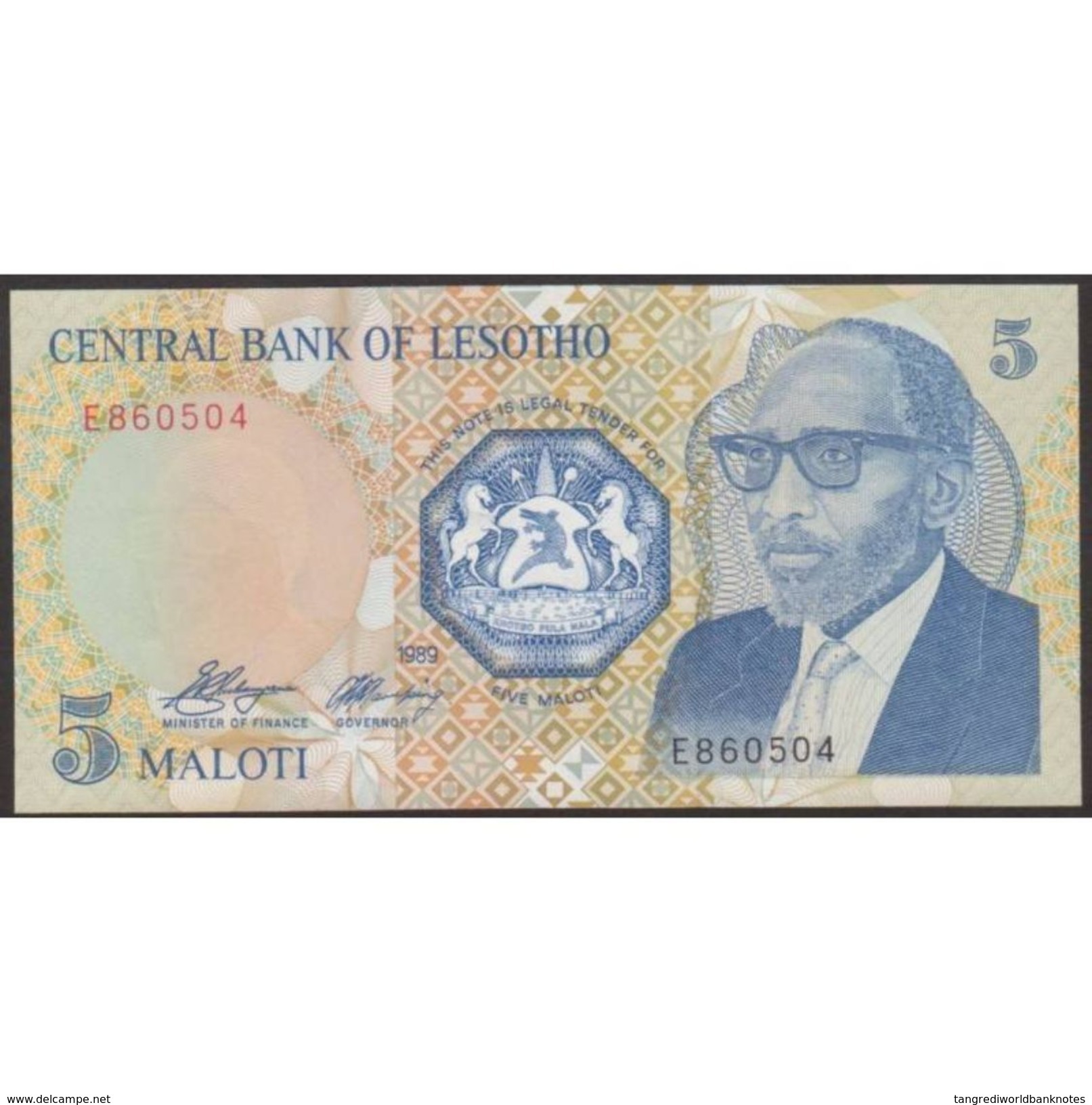 TWN - LESOTHO 10a - 5 Maloti 1989 Prefix E UNC - Lesoto