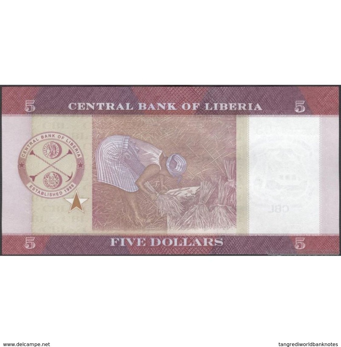 TWN - LIBERIA 31 - 5 Dollars 2016 Prefix AA UNC - Liberia