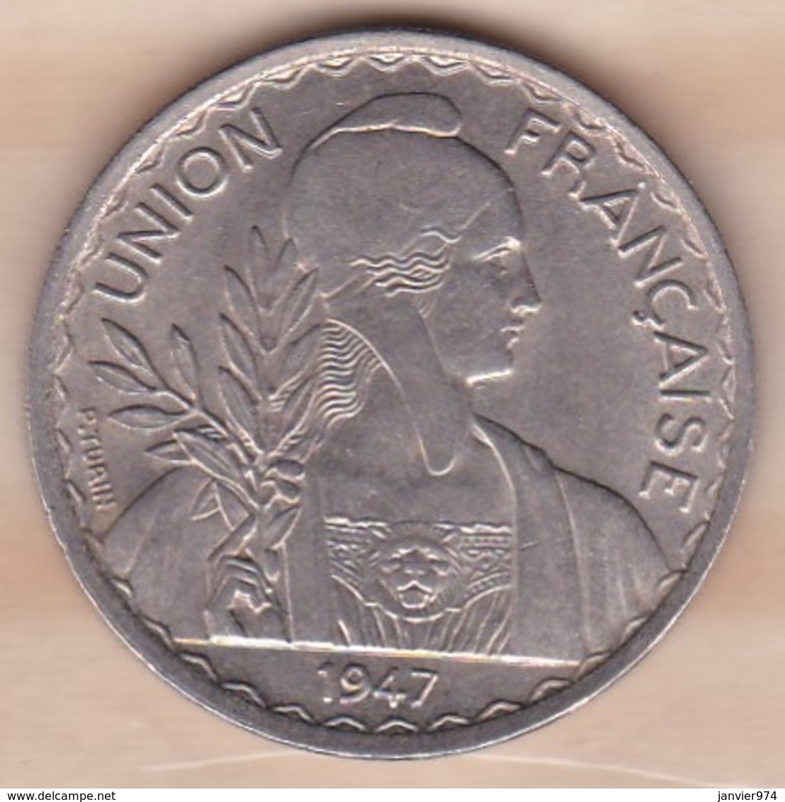 INDOCHINE. UNION FRANCAISE. 1 PIASTRE 1947. Tranche Striée - Autres & Non Classés