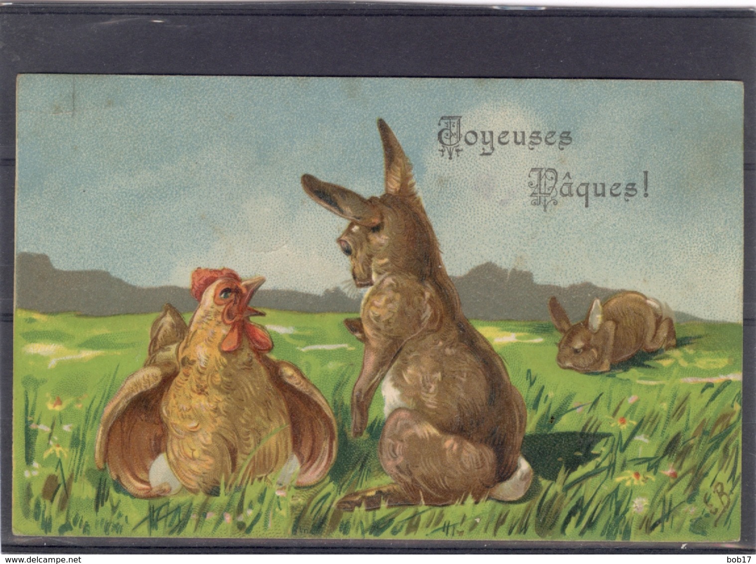 Relief - Gaufrée - Embossed - Prage - Lapins - TBE Précurseur - Ostern