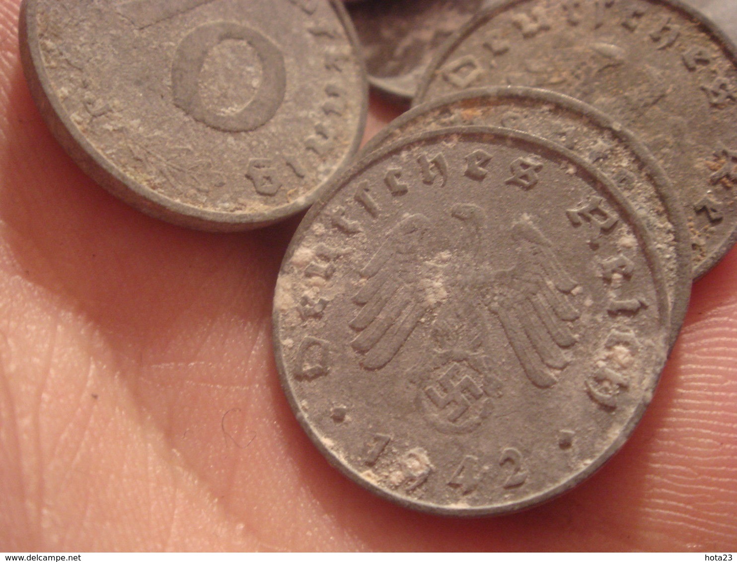 Germany 1940 -1943 NAZI Swastika 1,5,10 Pfennig Coin REAL WWII Lot Of 10 Coins - Sammlungen