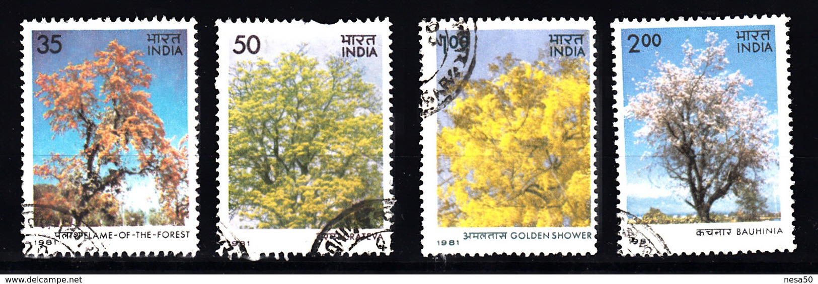 India 1981 Mi Nr 877 - 880  Bomen, Tree, Forest - Gebruikt