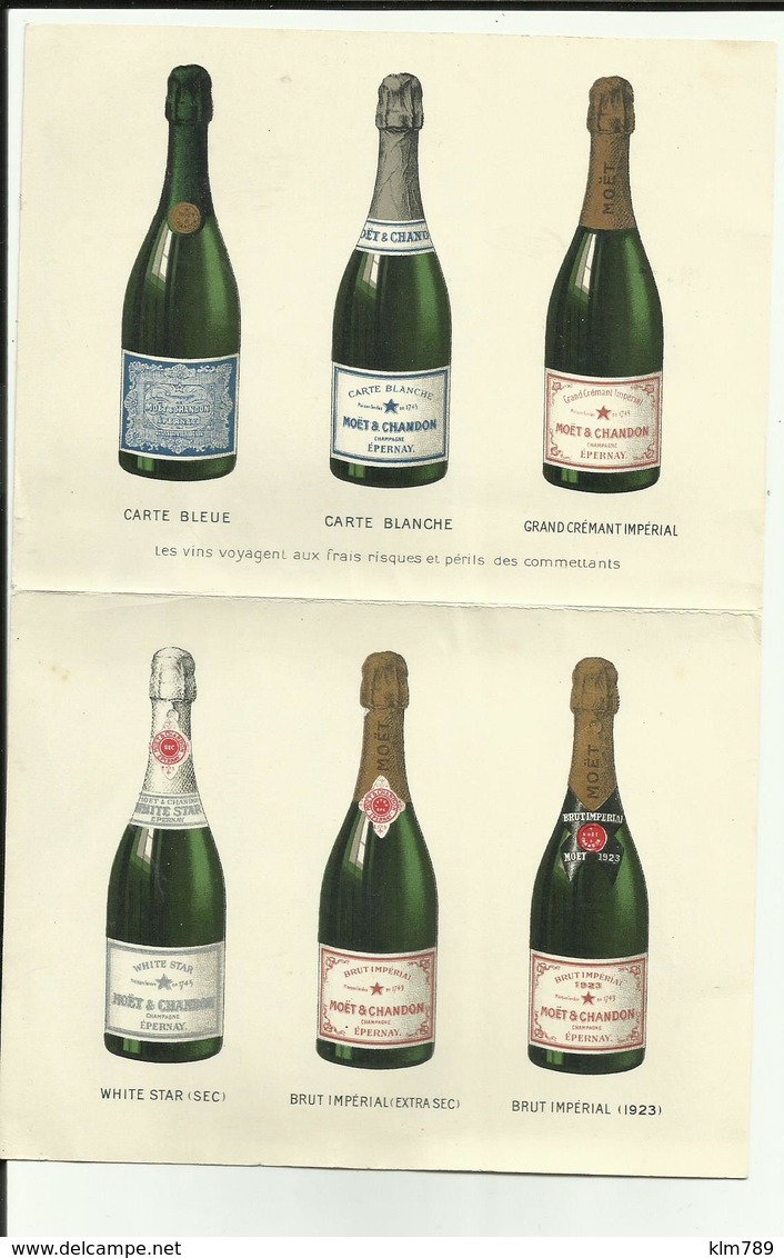 51 - Marne - Epernay -Publicité 2 Volets - Moet & Chandon - Couleurs --Vins - Champagne - - Advertising