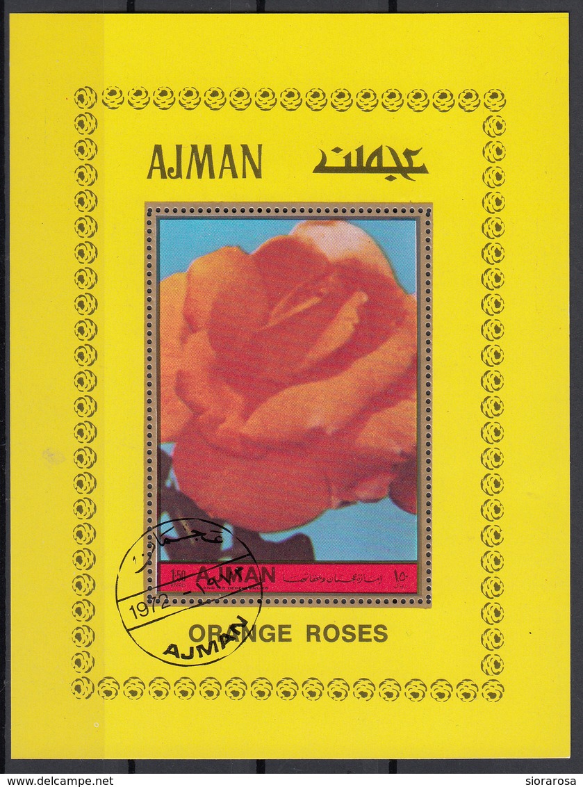 Ajman 1972 Mi. Bf.  Flowers Fiori Rosa Orange Roses Sheet Perf. Nuovo CTO. Rose - Adschman