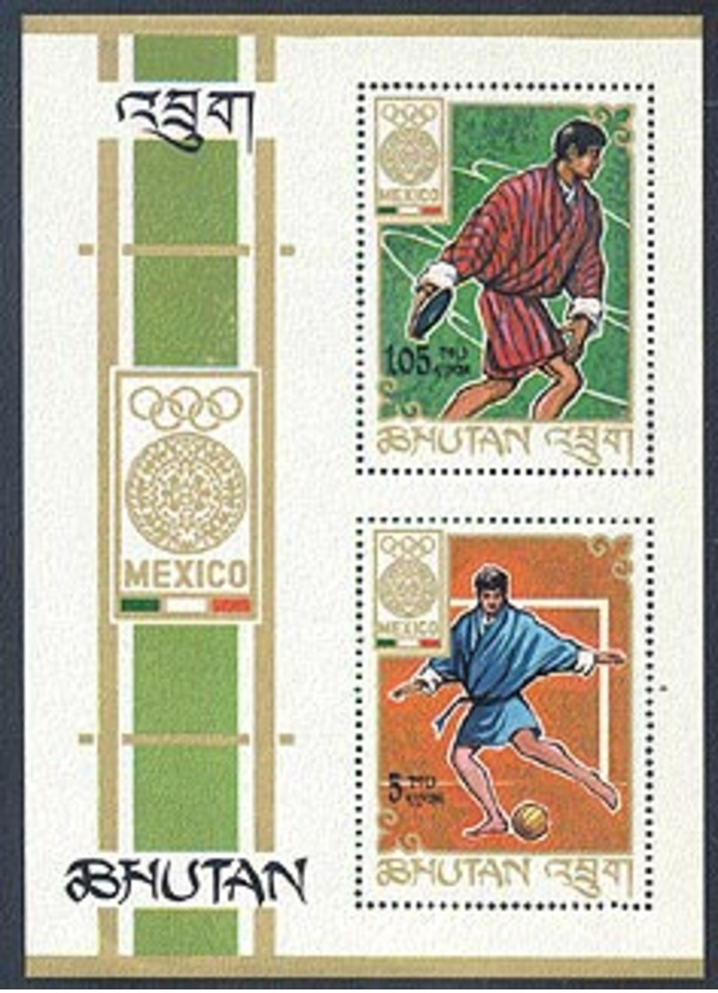 Bhutan 233-40, Bl 19 Mexico Olympics, Mint NH, Scott 97-97H - Bhoutan