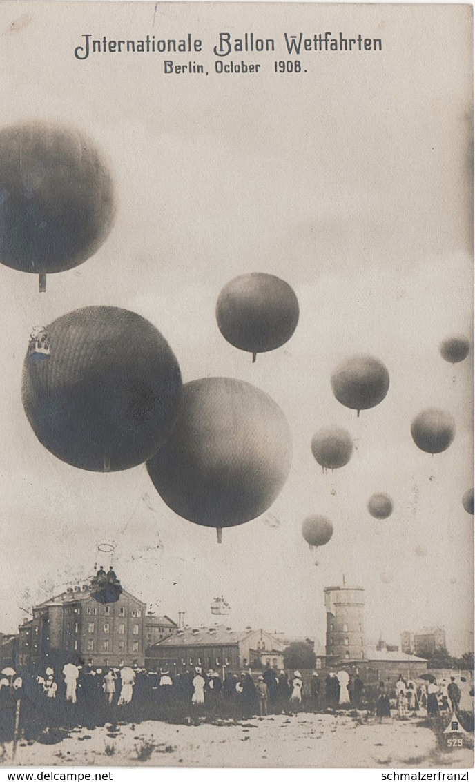 Litho AK Berlin Schmargendorf Internationale Ballon Wettfahrten 1908 Flugfeld Flugplatz Gaswerk A Wilmersdorf Grunewald - Schmargendorf