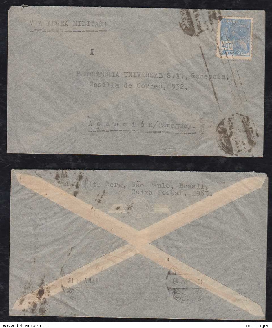 Brazil Brasil 1938 Censor Airmail CAM AEREA MILITAR RIO To PORTO ALEGRE - Luftpost (private Gesellschaften)