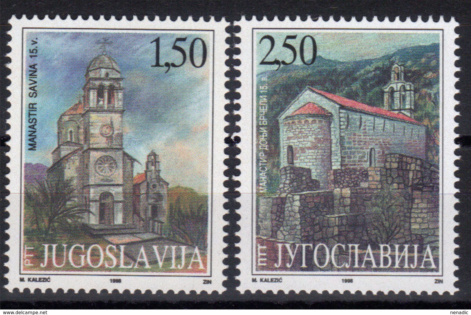 Yugoslavia,Monasteries In Montenegro 1998.,MNH - Neufs