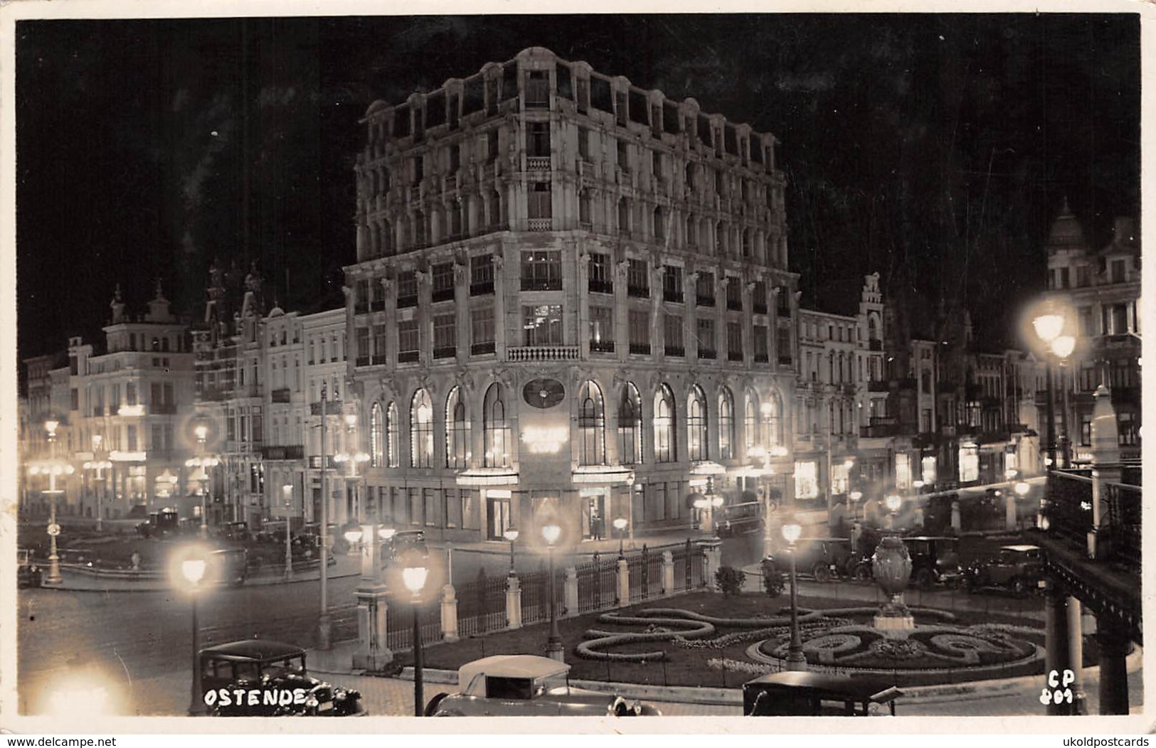 CPA -  Belgique, OOSTENDE, La Nuit, Ostende / Ostend, G.P. Carte Photo, 1929 - Oostende