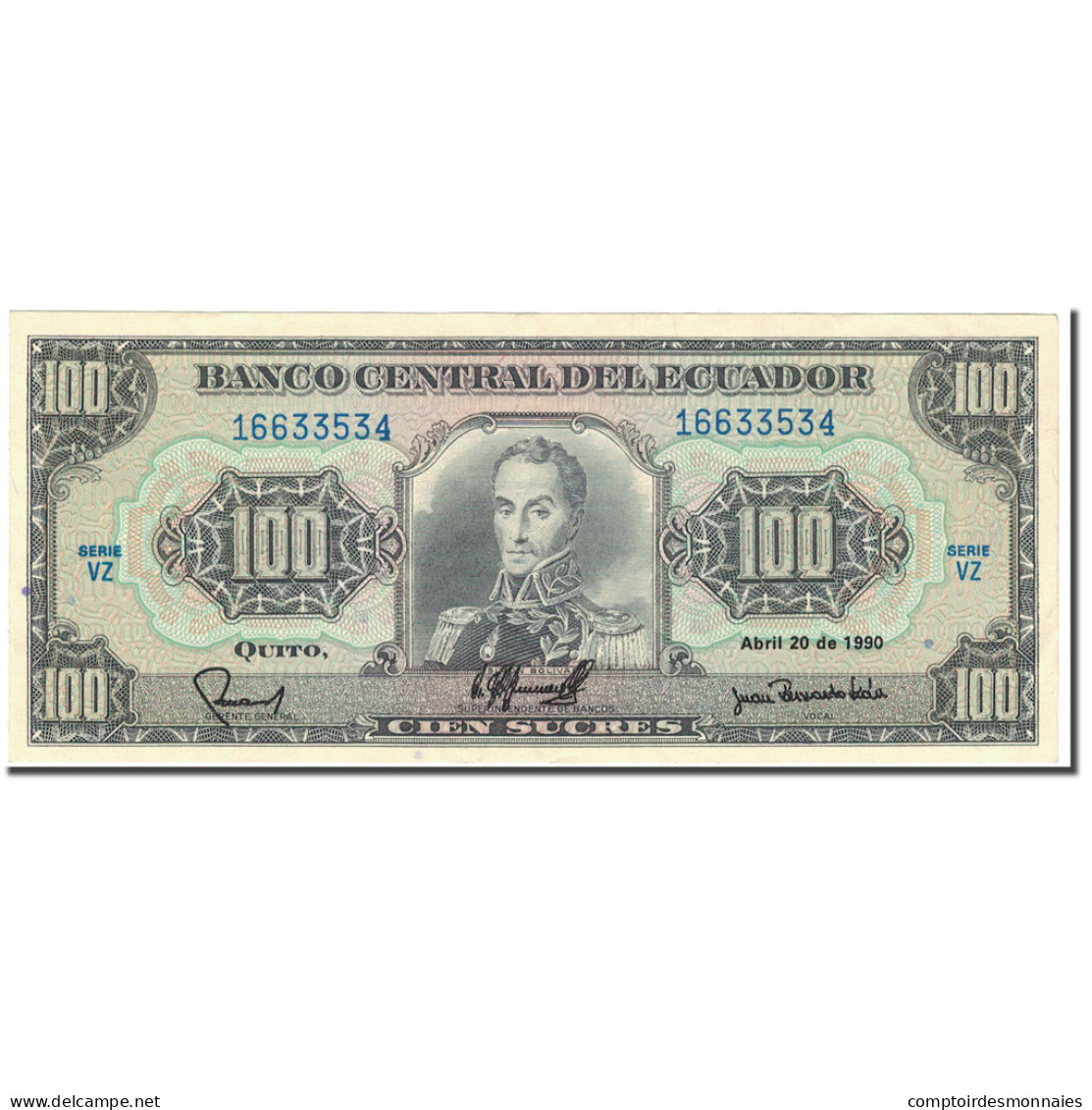 Billet, Équateur, 100 Sucres, 1990-04-20, KM:123, SUP+ - Ecuador