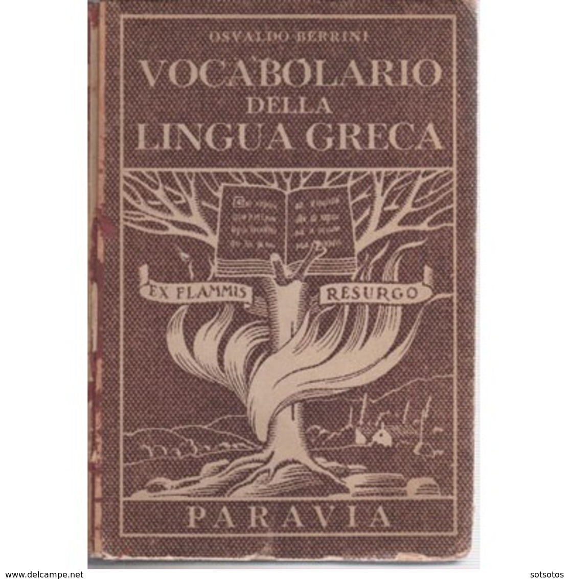 VOCABOLARIO Della LINGUA GRECA: Osvaldo BERRINI Ed. PARAVIA , 1943 - Livres Anciens