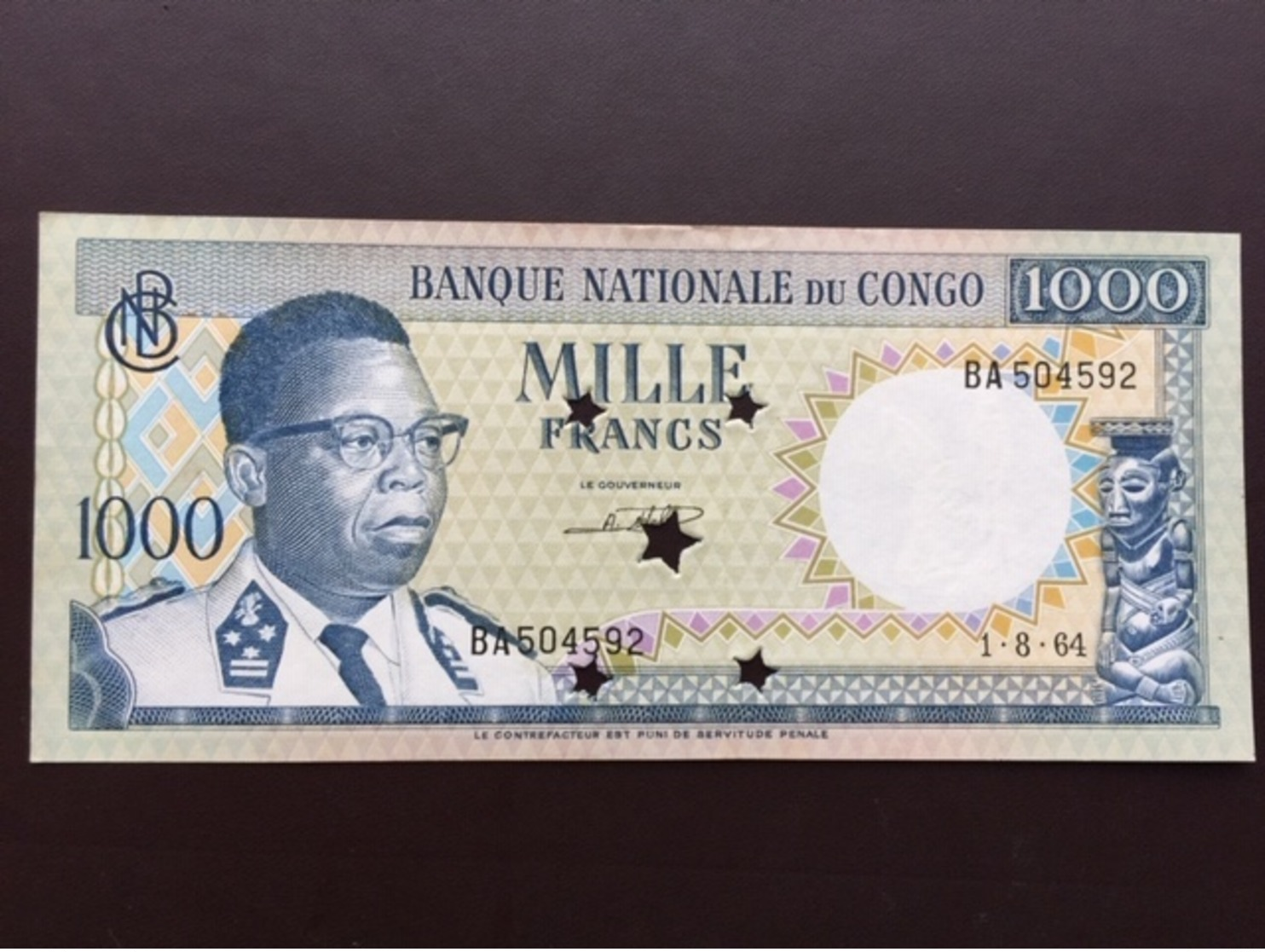 CONGO DEM REPUBLIC P8 1000 FRANCS 1.8.1964 UNC - Repubblica Democratica Del Congo & Zaire
