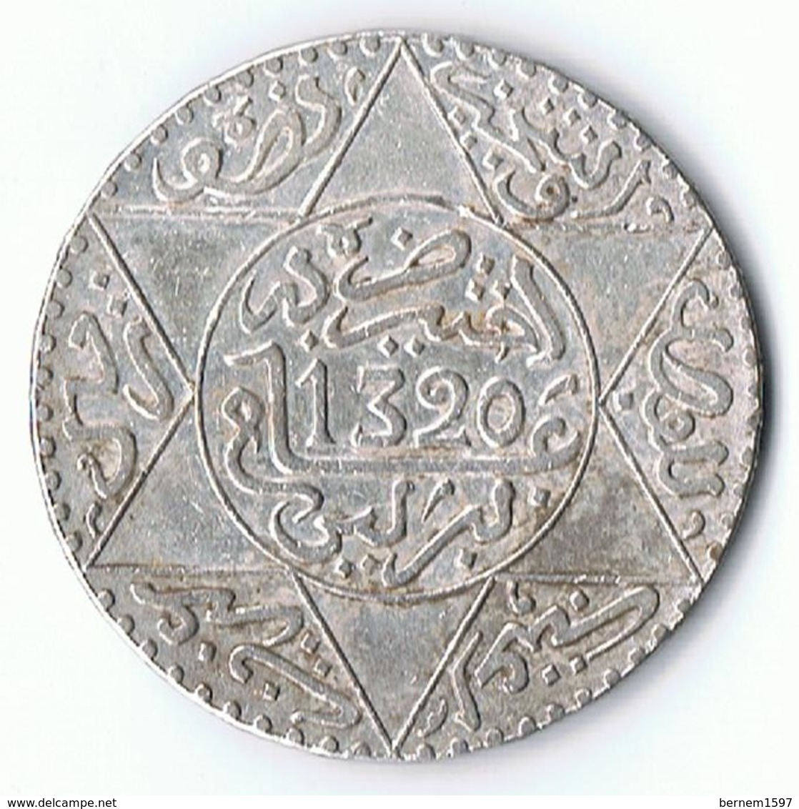 Maroc , Morocco ,  Marokko 1/2 Riyal 1320 Berlin AH Silber Münze Coin - Marokko