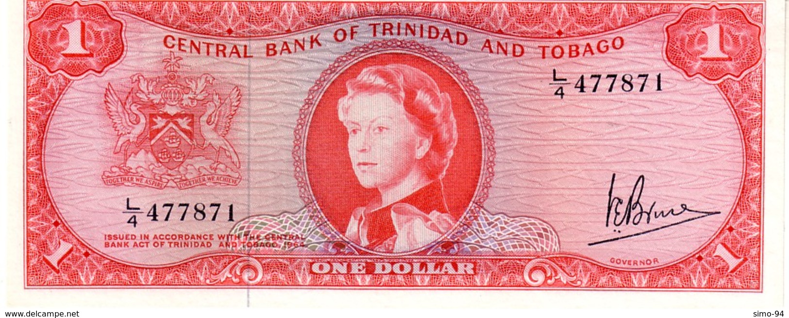 Trinidad & Tobago P.26c 1 Dollar 1964  A.unc - Trindad & Tobago