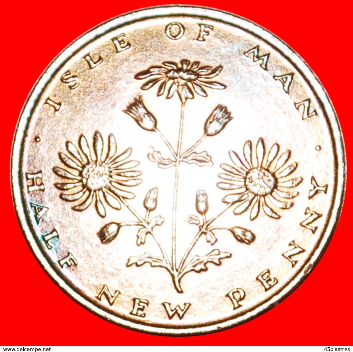 # FLOWER: ISLE OF MAN ★1/2 NEW PENNY 1975PM MINT LUSTER! LOW START ★  NO RESERVE! - Eiland Man