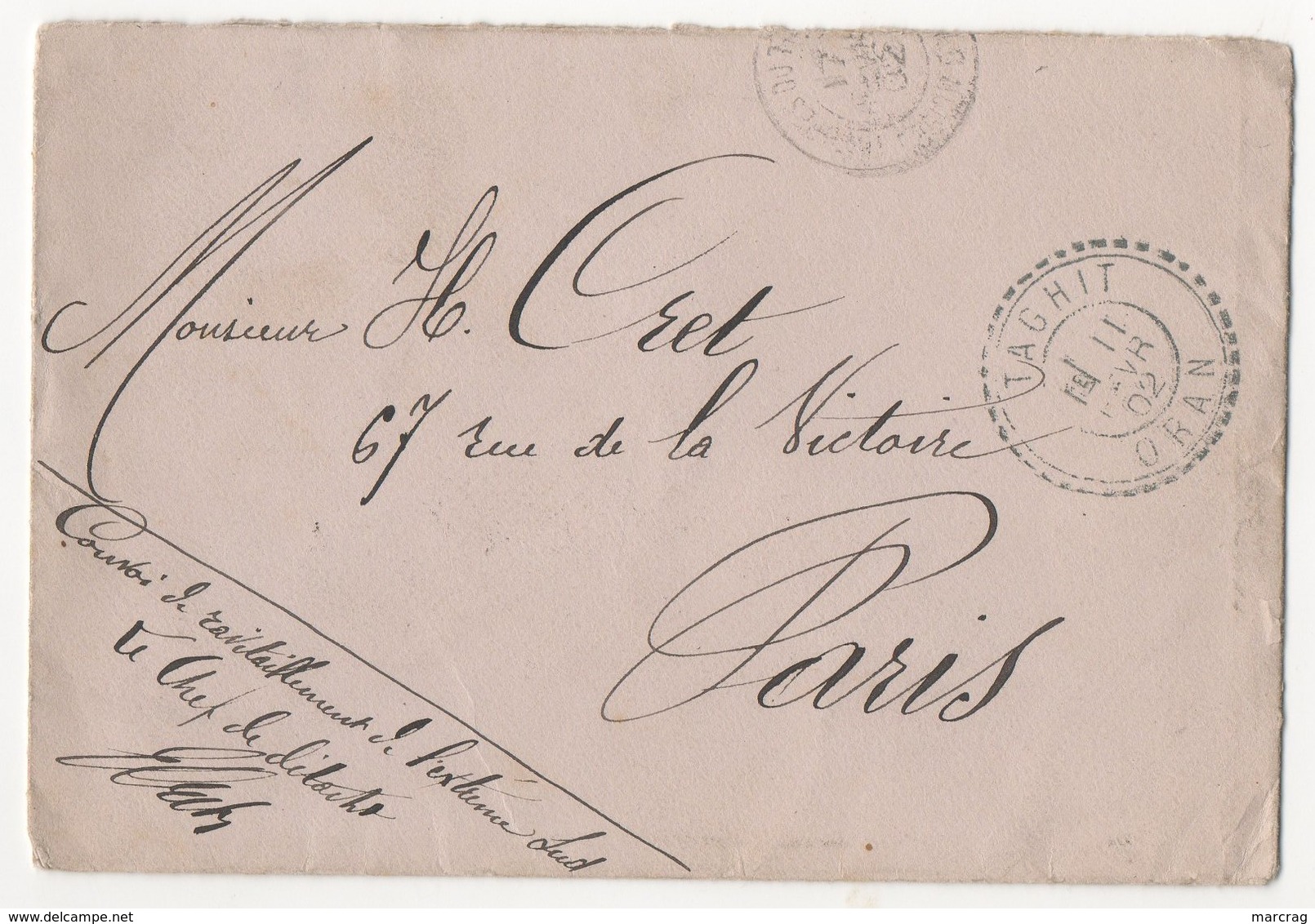 LETTRE DE 1902 D'ORAN POUR PARIS - Lettres & Documents