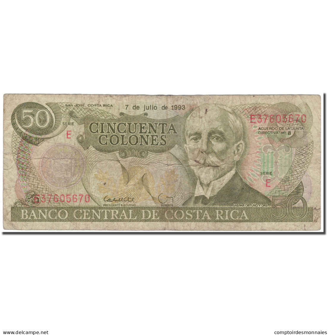 Billet, Costa Rica, 50 Colones, 1993-07-07, KM:257a, B - Costa Rica