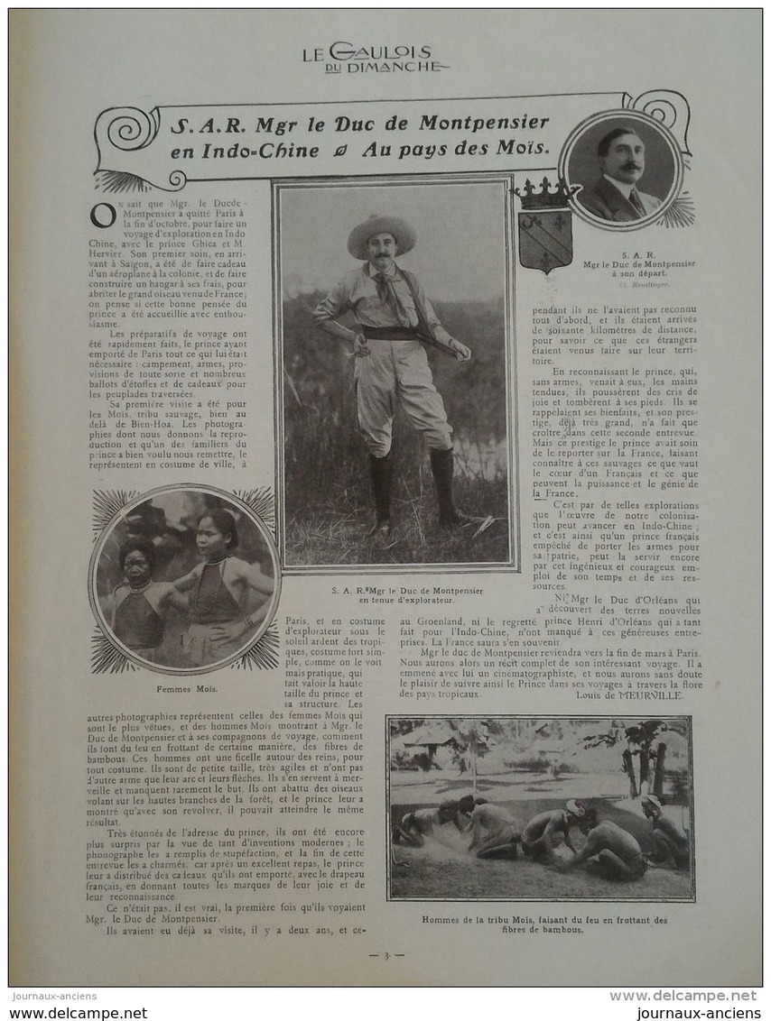 1912 INDOCHINE LE DUC DE MONTPENSIER - DOLE LA MAISON DE PASTEUR - OPERA DE MONTE CARLO - TRAINEAU A VOILE - 1900 - 1949