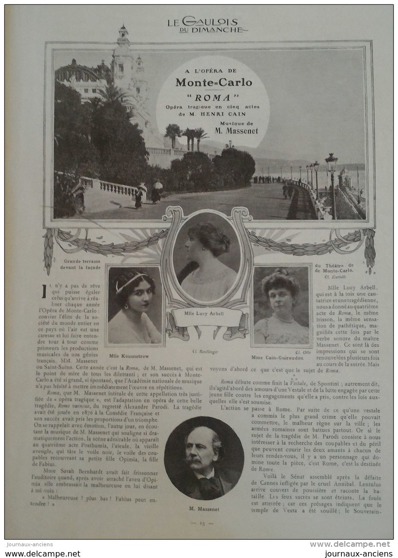 1912 INDOCHINE LE DUC DE MONTPENSIER - DOLE LA MAISON DE PASTEUR - OPERA DE MONTE CARLO - TRAINEAU A VOILE