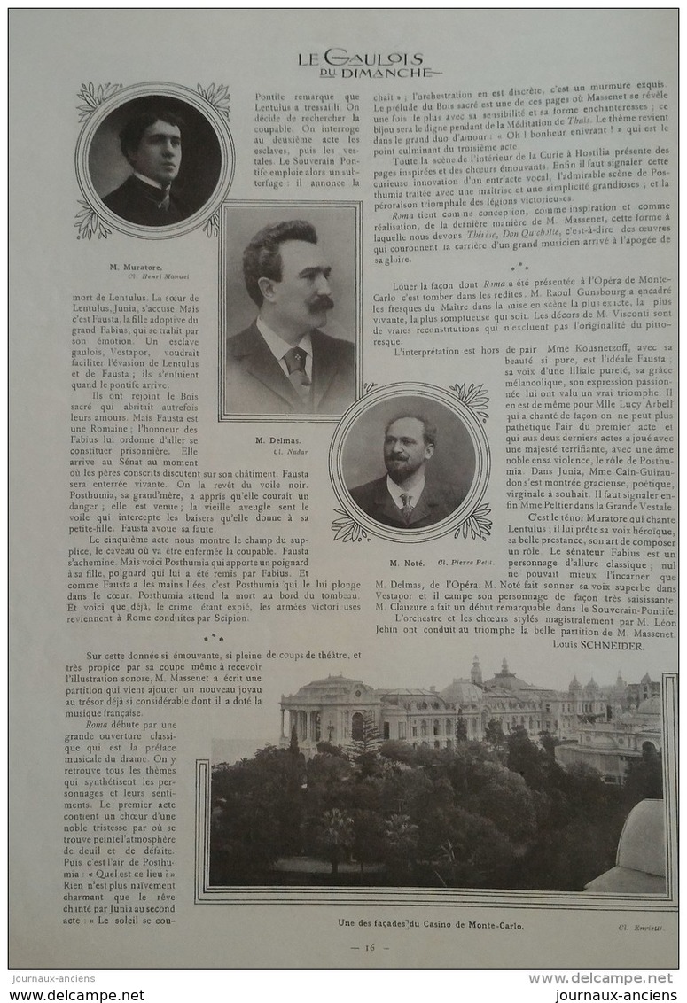 1912 INDOCHINE LE DUC DE MONTPENSIER - DOLE LA MAISON DE PASTEUR - OPERA DE MONTE CARLO - TRAINEAU A VOILE