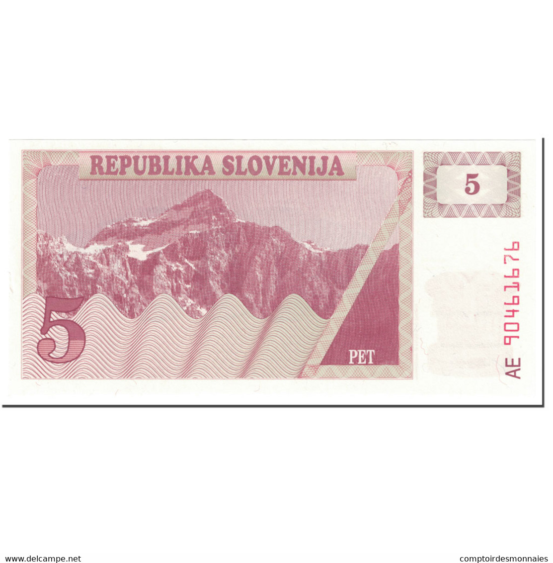 Billet, Slovénie, 5 (Tolarjev), 1990, UNdated (1990), KM:3a, SUP+ - Slovénie