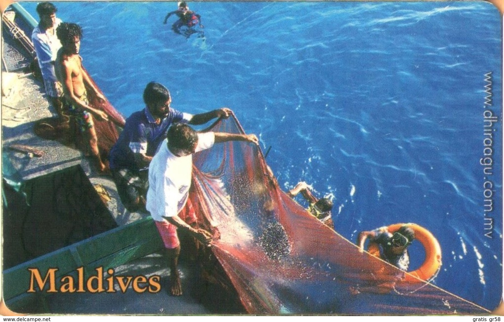 Maldives - MAL-C-23A, Fishermen And Swimmers, Fishery, 2/02, Used As Scan - Maldiven