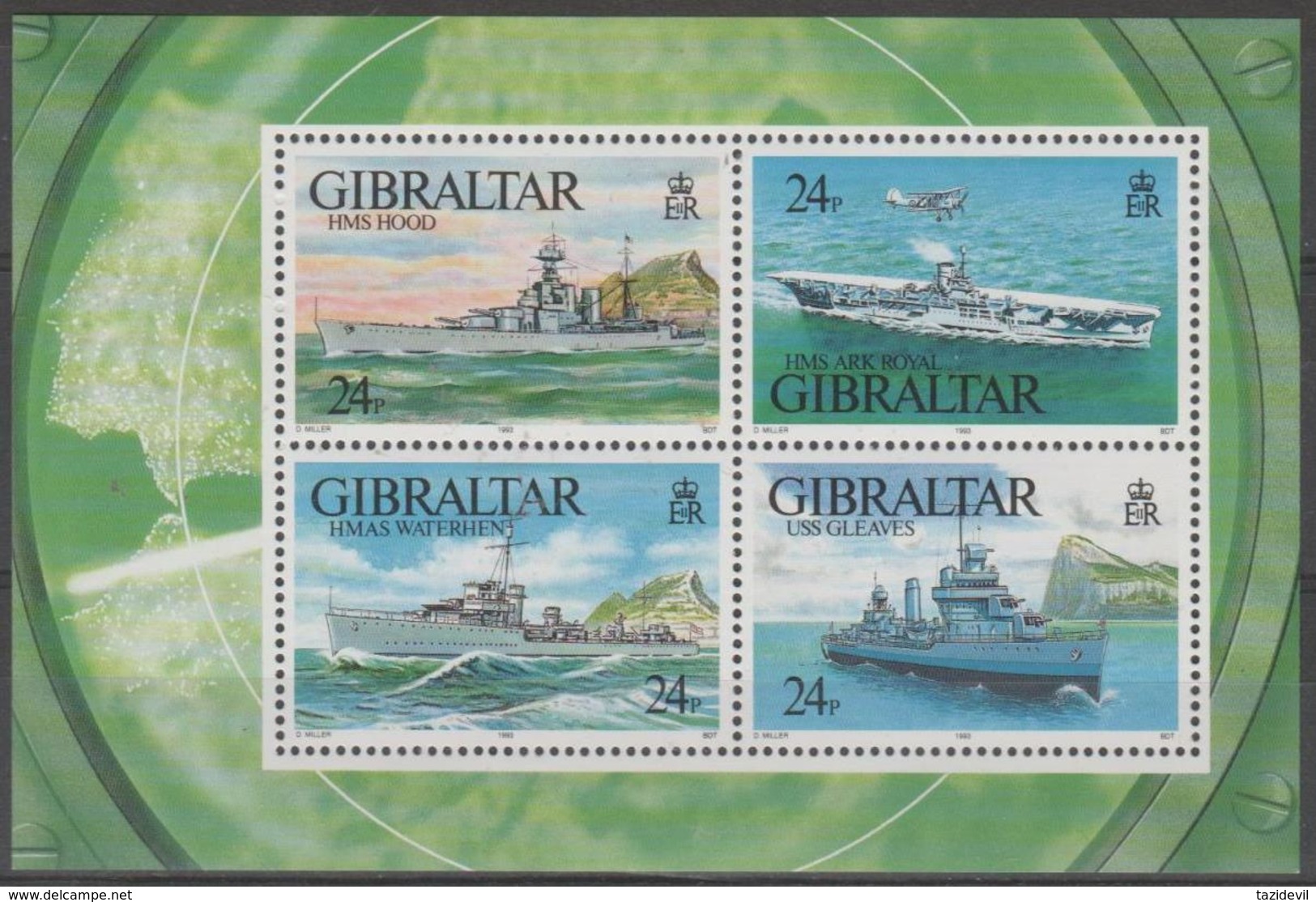 GIBRALTAR - 1993 World War II Warships Souvenir Sheet. Scott 630. MNH ** - Gibraltar