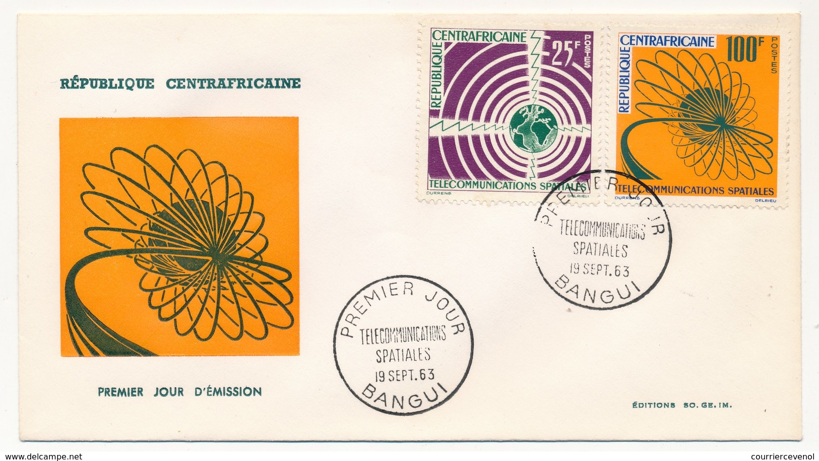 REP CENTRAFRICAINE => FDC - Télécommunications Spatiales -19 Sept 1963 - BANGUI - Zentralafrik. Republik
