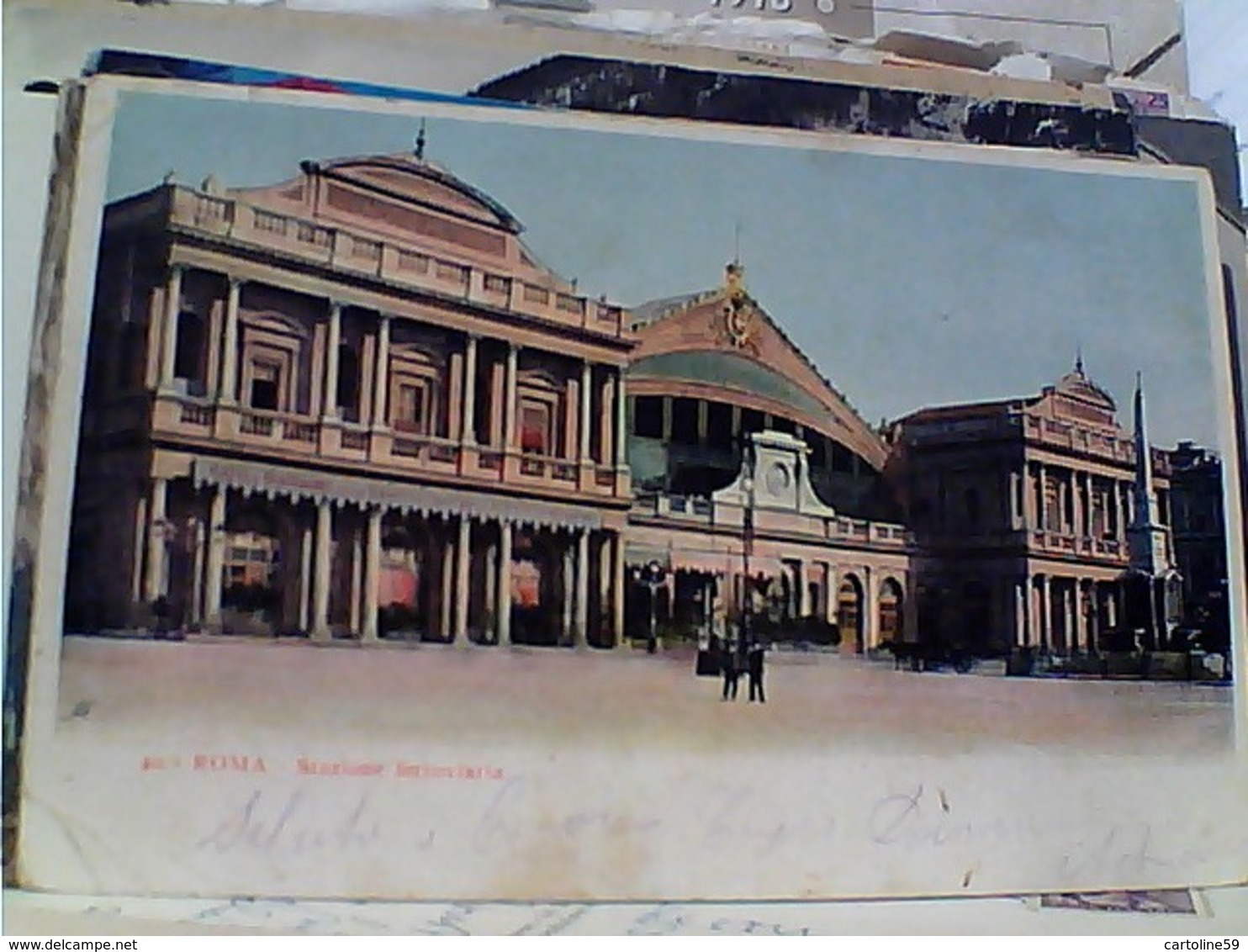 ROMA STAZIONE GARE CENTRALE VECCHIA Retro Vino Protto Pubblicitaria Ditta Giacomo Protto VB1910 GX5895 - Transportes