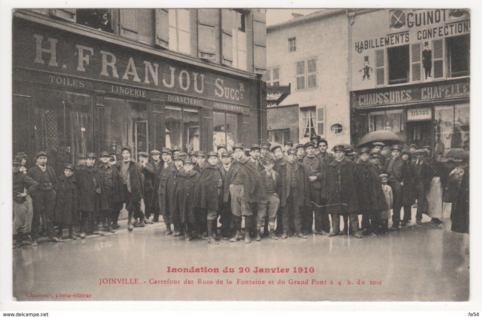 ° 52 ° JOINVILLE ° INONDATION DU 20 JANVIER 1910 ° Carrefour Des Rues De La Fontaine Et Du Grand Pont à 4 H Du Soir ° - Joinville