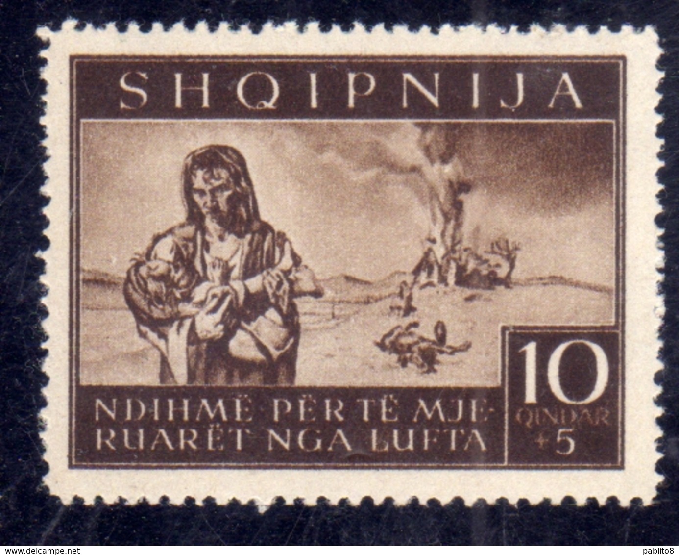 ALBANIA OCCUPAZIONE TEDESCA 1944 PRO SINISTRATI 10Q + 5Q MNH - Ocu. Alemana: Albania