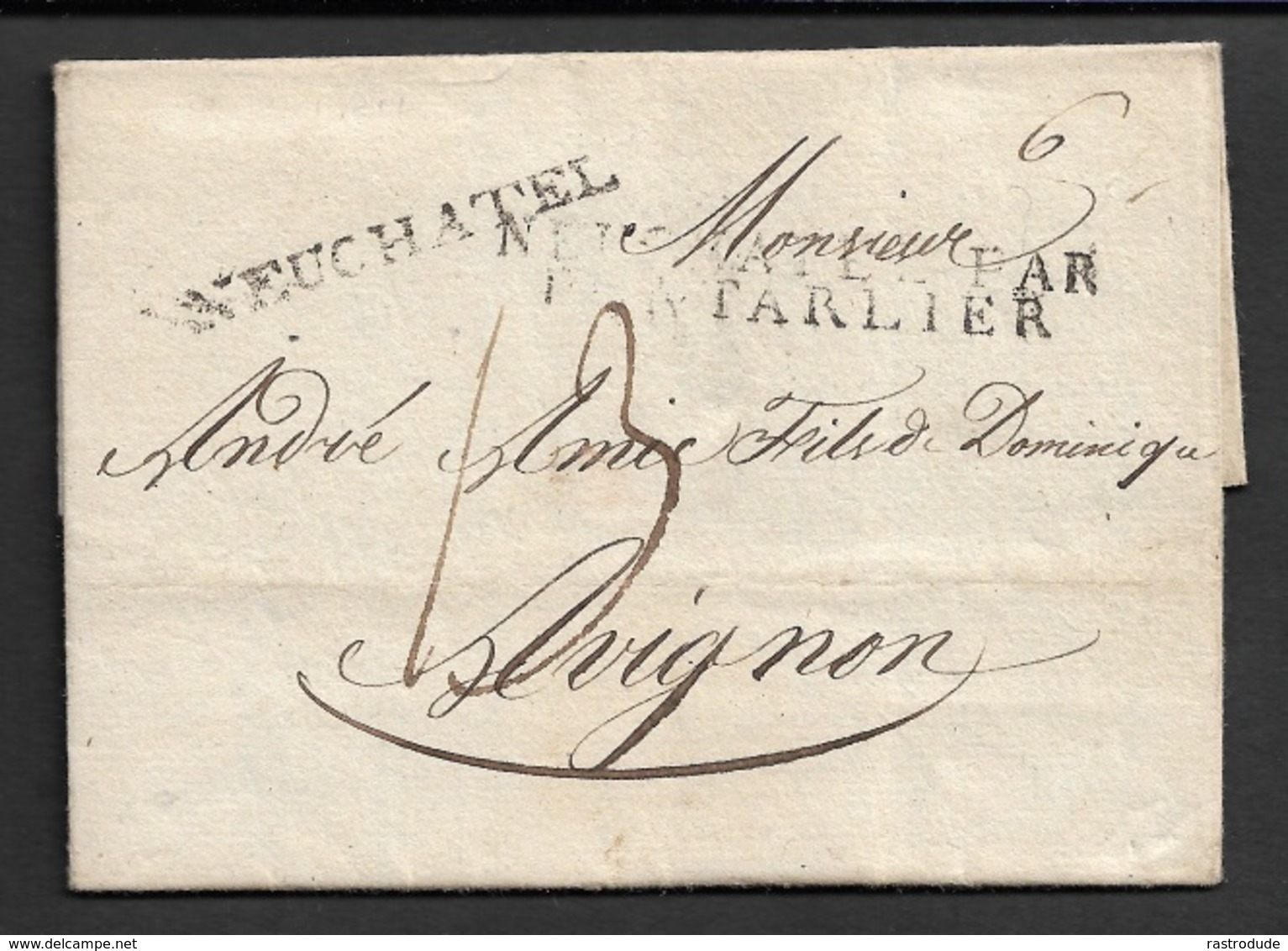 1811 FALTBRIEF - NEUCHATEL Nach AVIGNON ( FRANKREICH ) - GRENZÜBERGANG NEUCHATEL PAR PONTPARLIER. - ...-1845 Préphilatélie