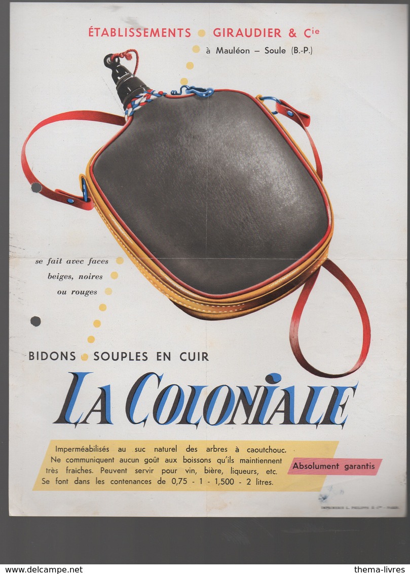 Mauléon-Soule (64 Pyrénées Atlantiques) GIRAUDIER Bidon Souple  La Coloniale  (PPP9792) - Reclame