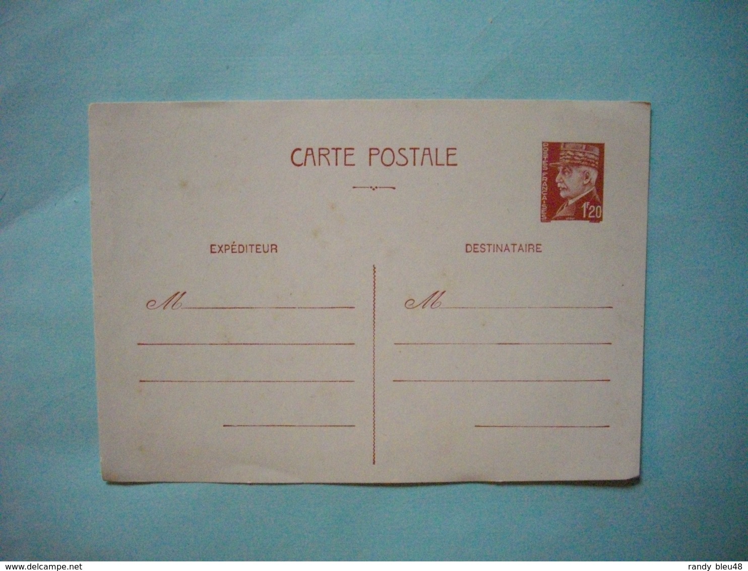 ENTIER POSTAL  -  1,20 Franc  - Marron  -   PETAIN  -  Non Utilisé - Cartes Postales Types Et TSC (avant 1995)