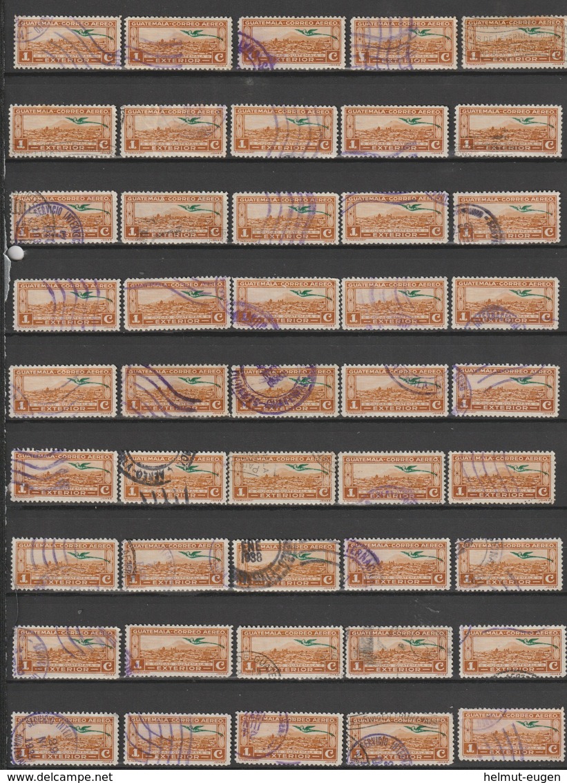 MiNr. 303, 304, 306, 307, 308, 310, 311 Guatemala, 1935, 1. Nov. Freimarken: Landschaftsbilder. Mit Aufdruck Eines Flieg - Guatemala