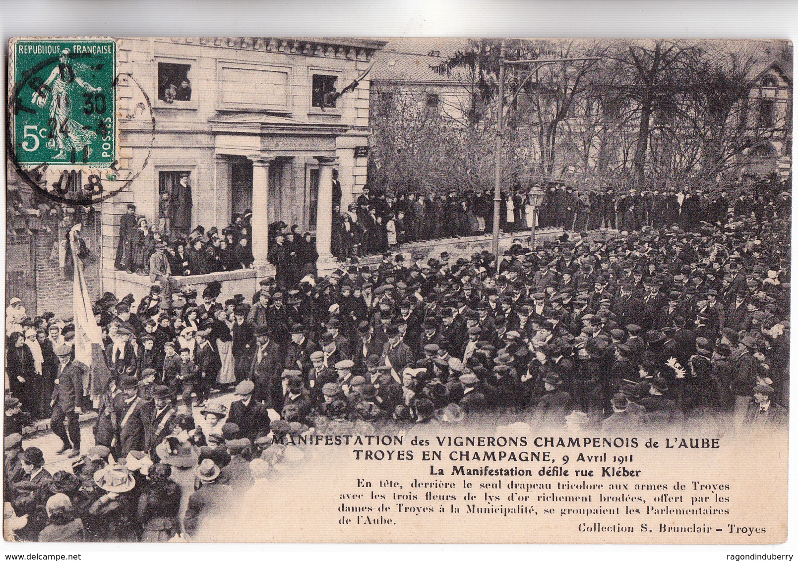 CPA - 10 - TROYES - MANIFESTATION Des VIGNERONS Champenois De L'AUBE Défilé Rue Kléber En 1911 - Bel état - - Troyes