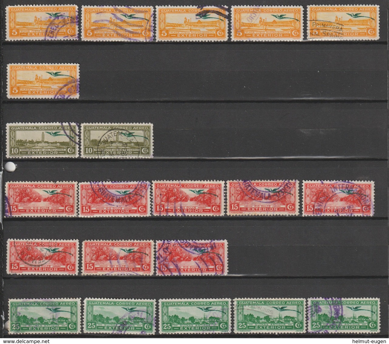 MiNr. 322, 323, 324, 326, 327 Guatemala,  1936, 1. Okt./1937, 1. Jan. Freimarken: Landschaften Der Karibikküste. - Guatemala