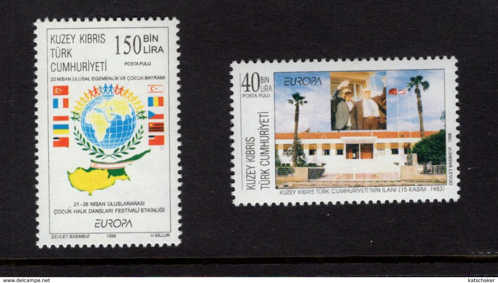 673044289 TURKISH CYPRUS 1998 POSTFRIS MINT NEVER HINGED POSTFRISCH EINWANDFREI SCOTT 458 459 NATL FESTIVAL - Ongebruikt