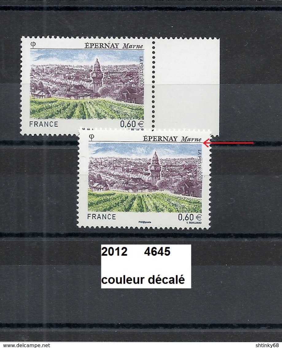 Variété De 2012 Neuf** Y&T N° 4645 Couleurs Décalées - Unused Stamps