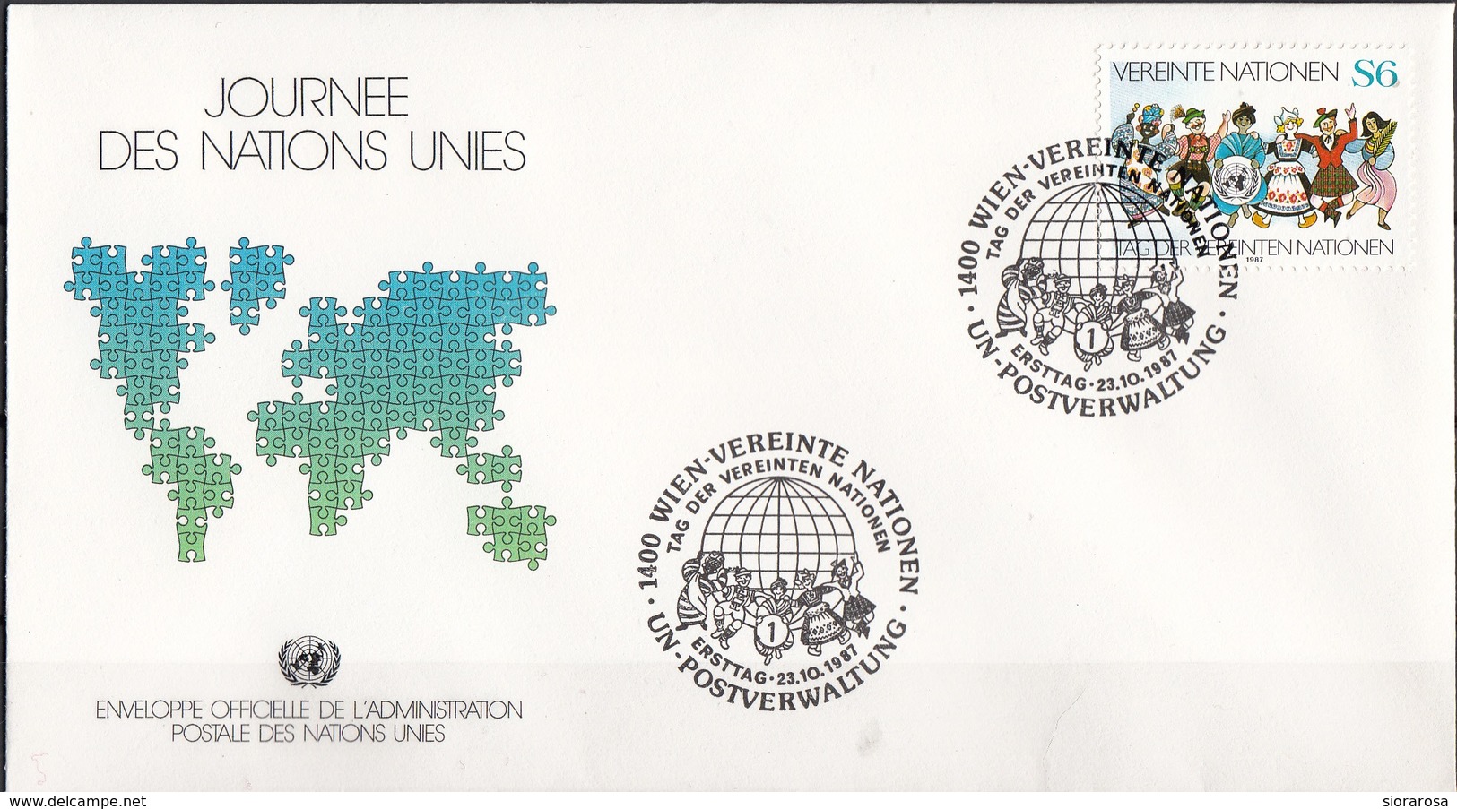 United Nations Vienna 1987 ONU Vereinte Nationen Wien FDC Journee Des Nations Unies ($6) - FDC