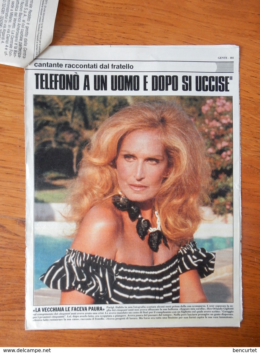 Article De Presse Italien - Gente - Juin 1987 - Dalida 4 Pages - Musique