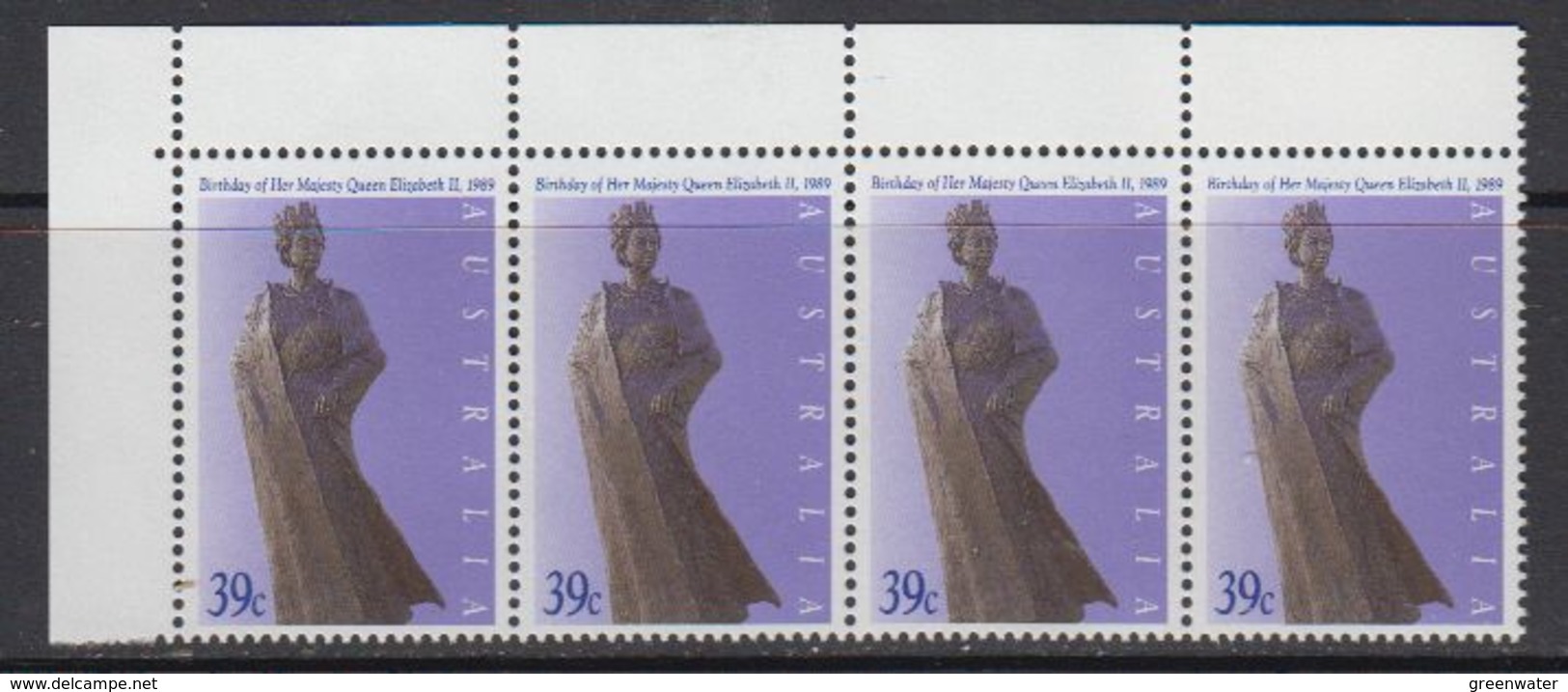 Australia 1989  Birthday Queen Elizabeth 1v Strip Of 4 (corner) ** Mnh (41356A) - Ongebruikt